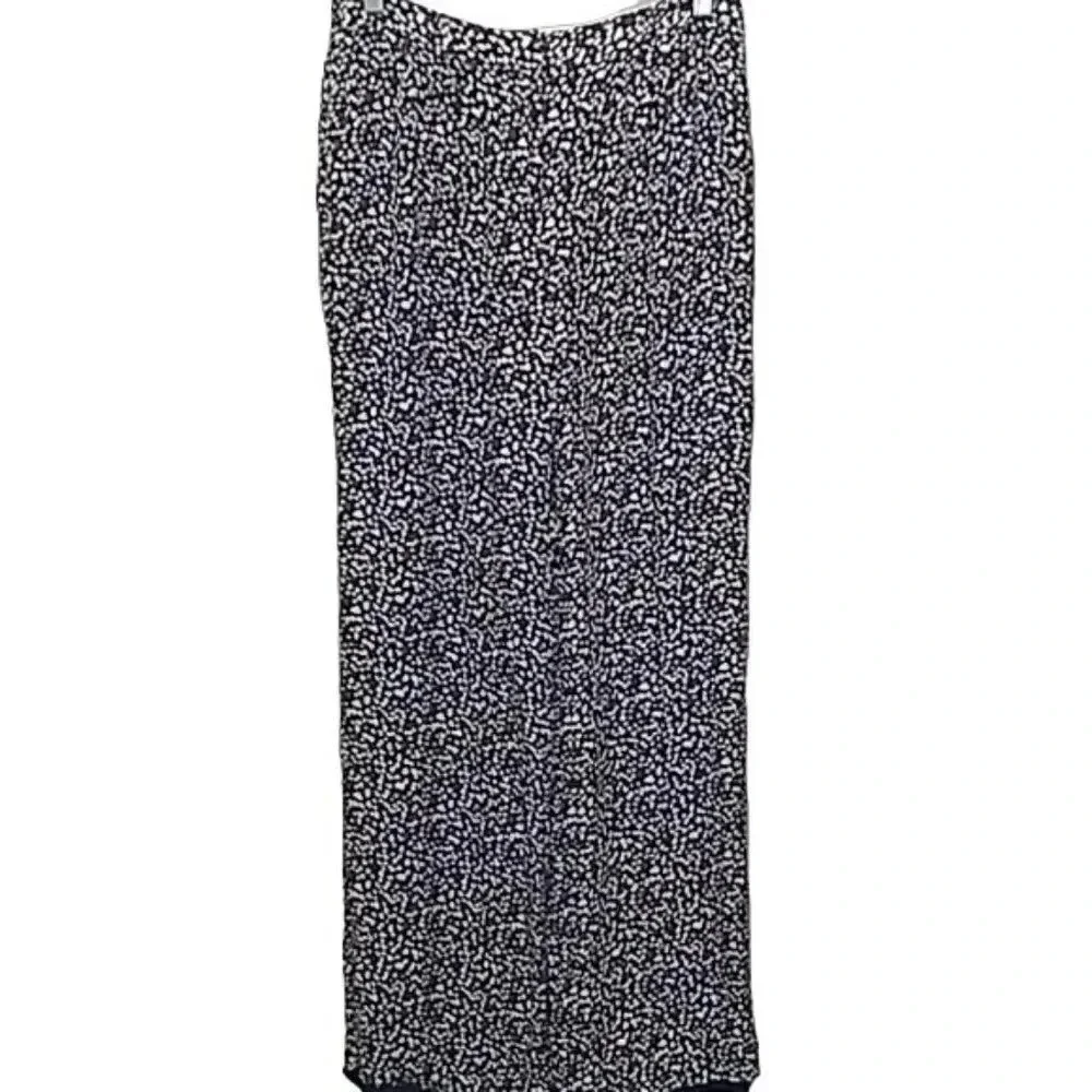 Michael Kors Heart Print Silk Wide Leg Navy Pants